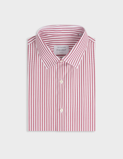 Semi-fitted red striped shirt