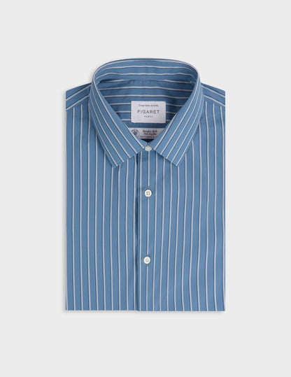 Semi-fitted blue striped shirt
