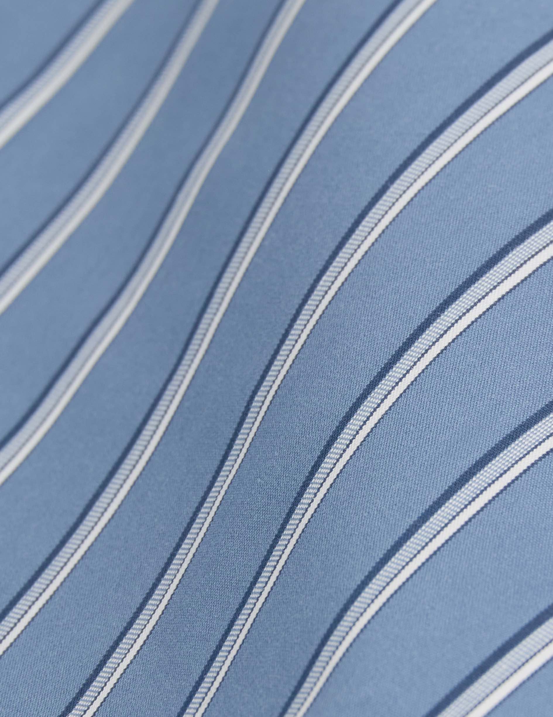 Semi-fitted blue striped shirt - Poplin - Figaret Collar