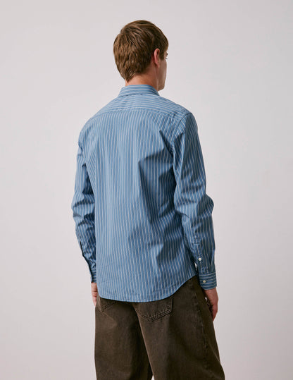 Semi-fitted blue striped shirt