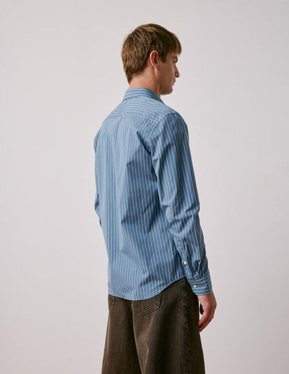 Semi-fitted blue striped shirt