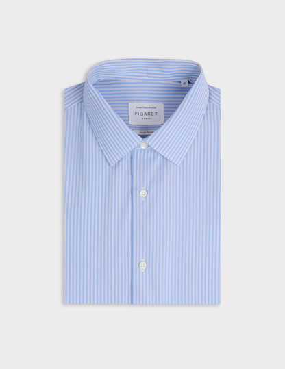 Semi-fitted blue striped shirt