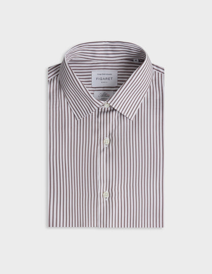 Semi-fitted brown striped shirt