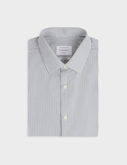 Semi-fitted green striped shirt