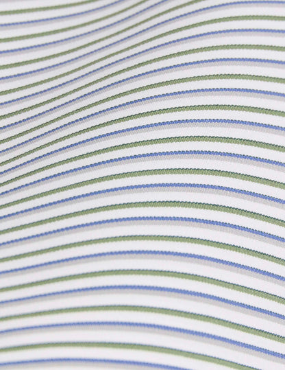 Semi-fitted green striped shirt