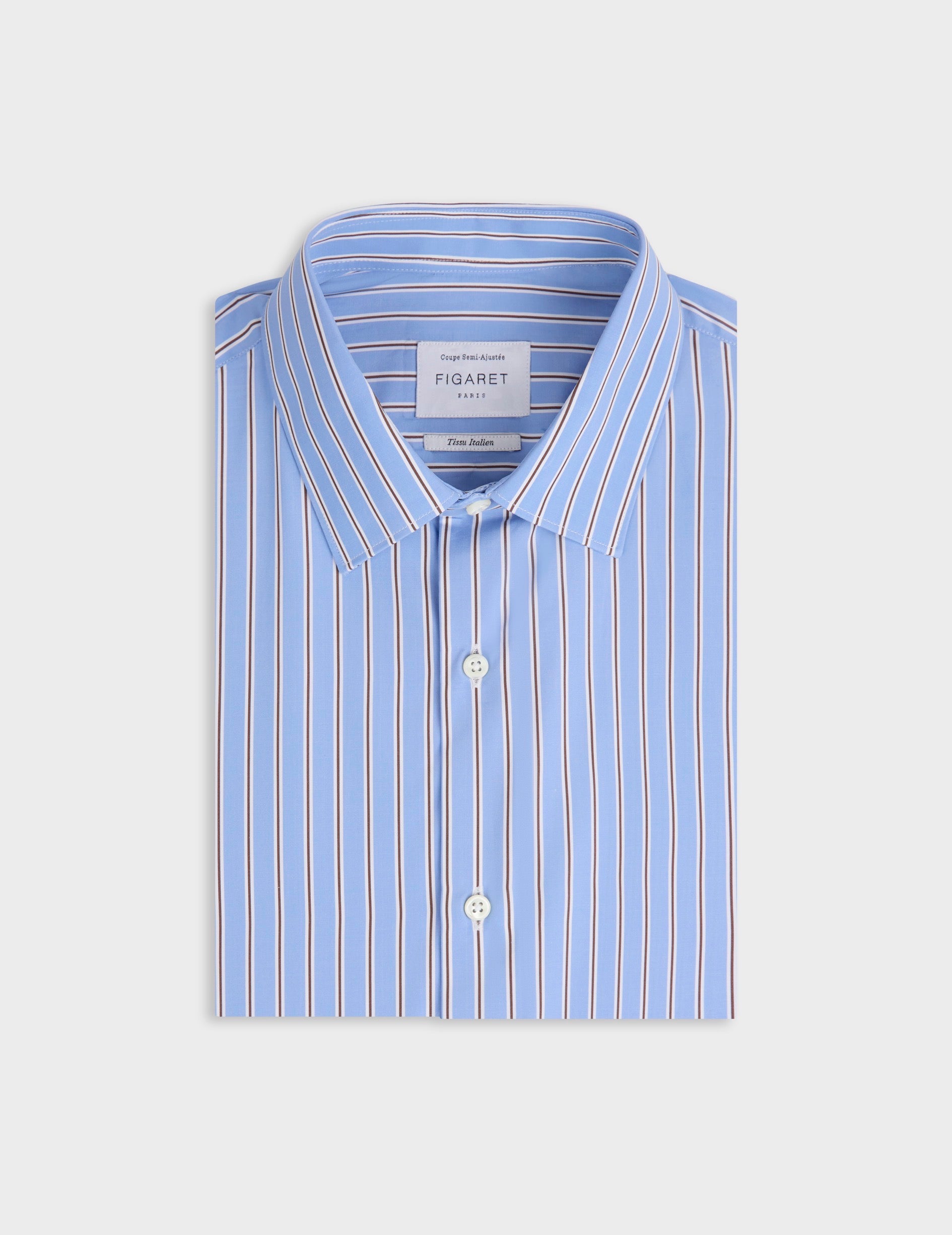 Semi-fitted blue striped shirt