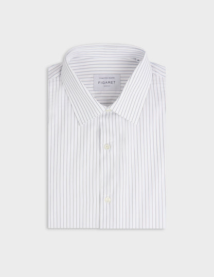 Semi-fitted khaki striped shirt