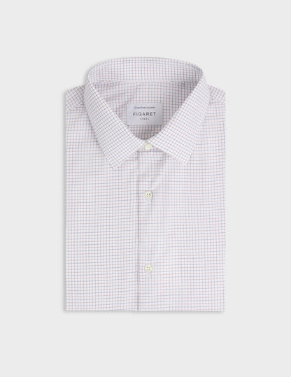 Semi-fitted brown check shirt