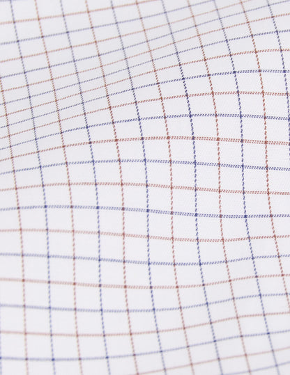 Semi-fitted brown check shirt