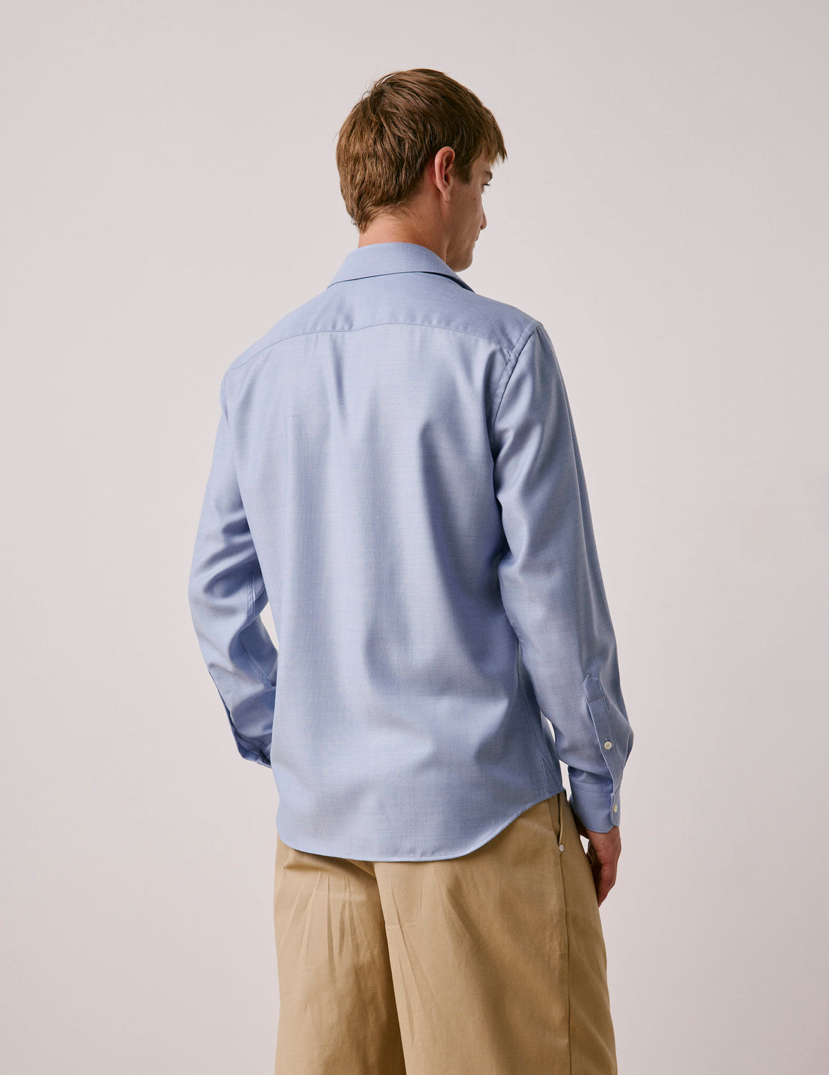 Semi-fitted blue virgin wool shirt - Wool - Figaret Collar#3