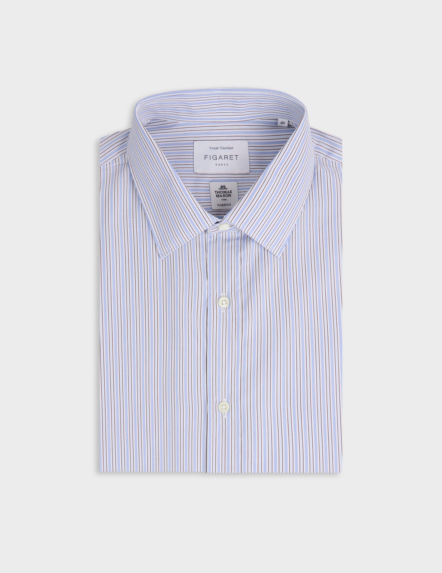 Classic brown striped shirt - Wire to wire - Figaret Collar