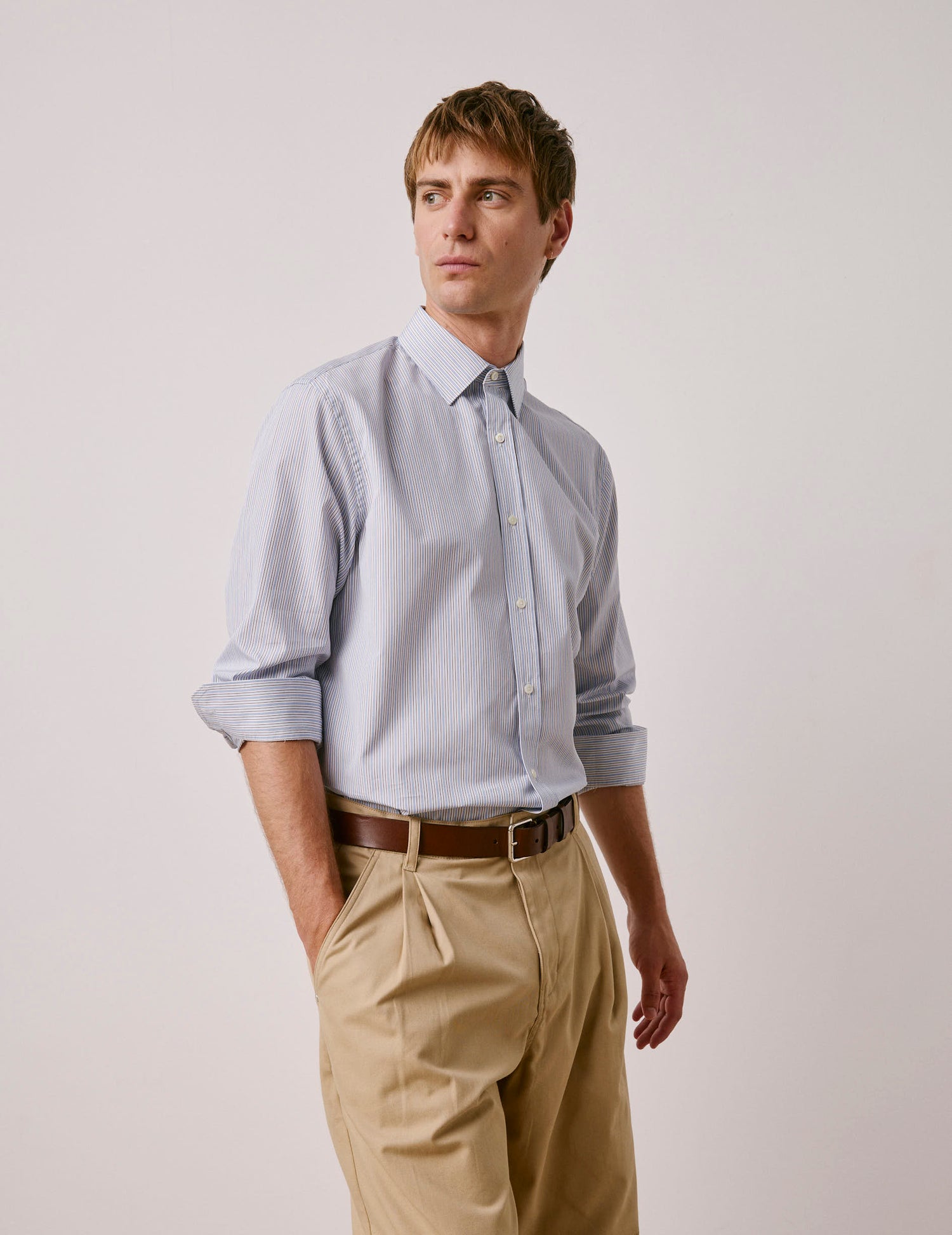 Classic brown striped shirt - Wire to wire - Figaret Collar#4