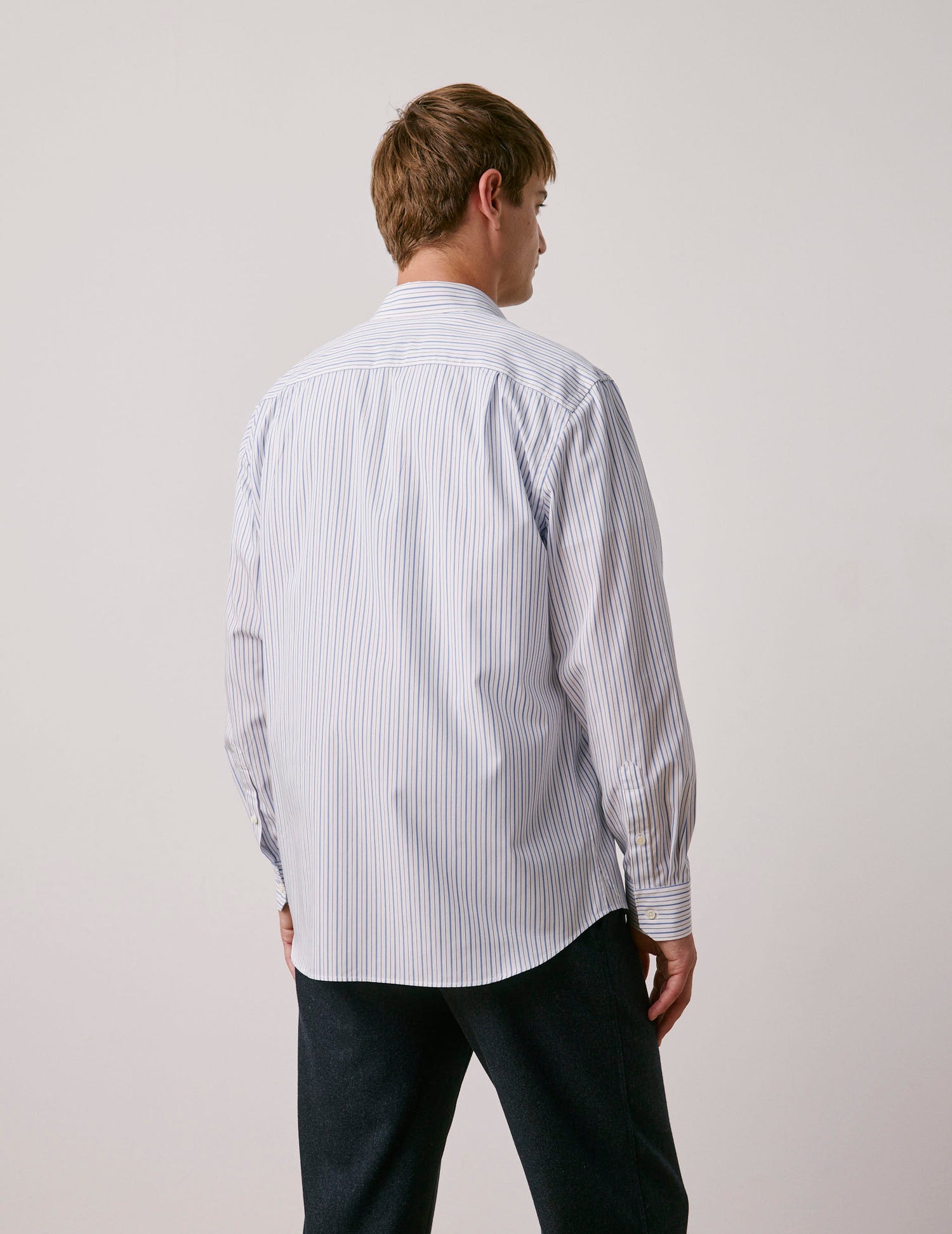 Classic blue striped shirt - Poplin - Figaret Collar#3