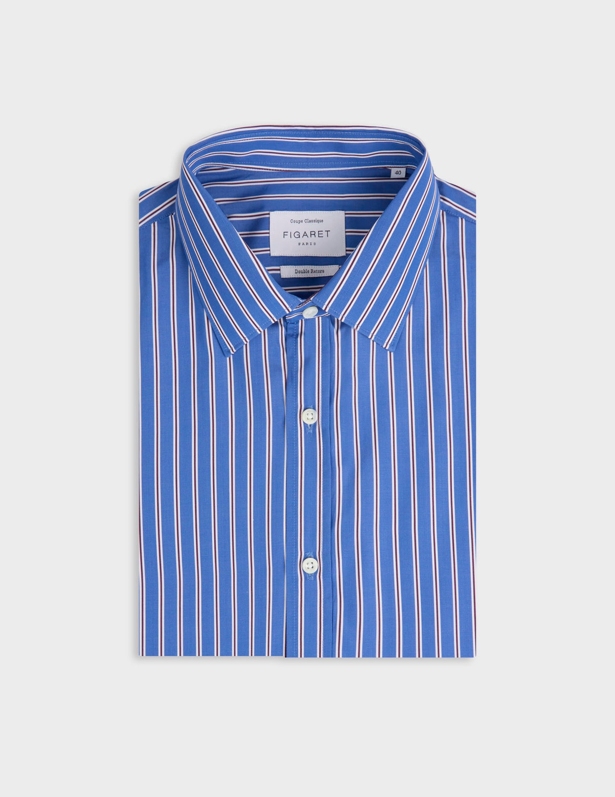 Classic blue striped shirt - Poplin - Figaret Collar#2
