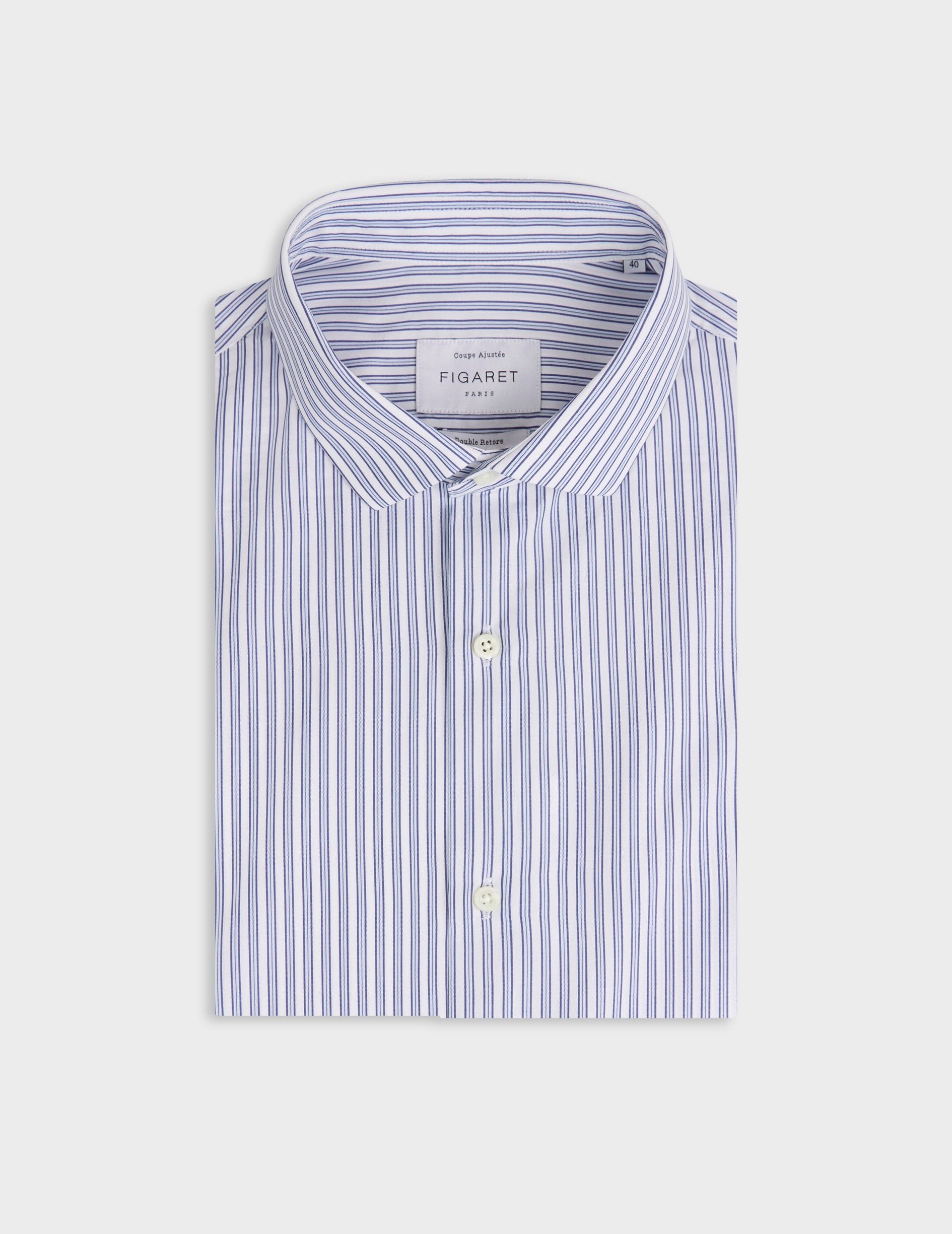 Fitted blue striped shirt - Poplin - END Collar