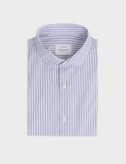 Fitted blue striped shirt