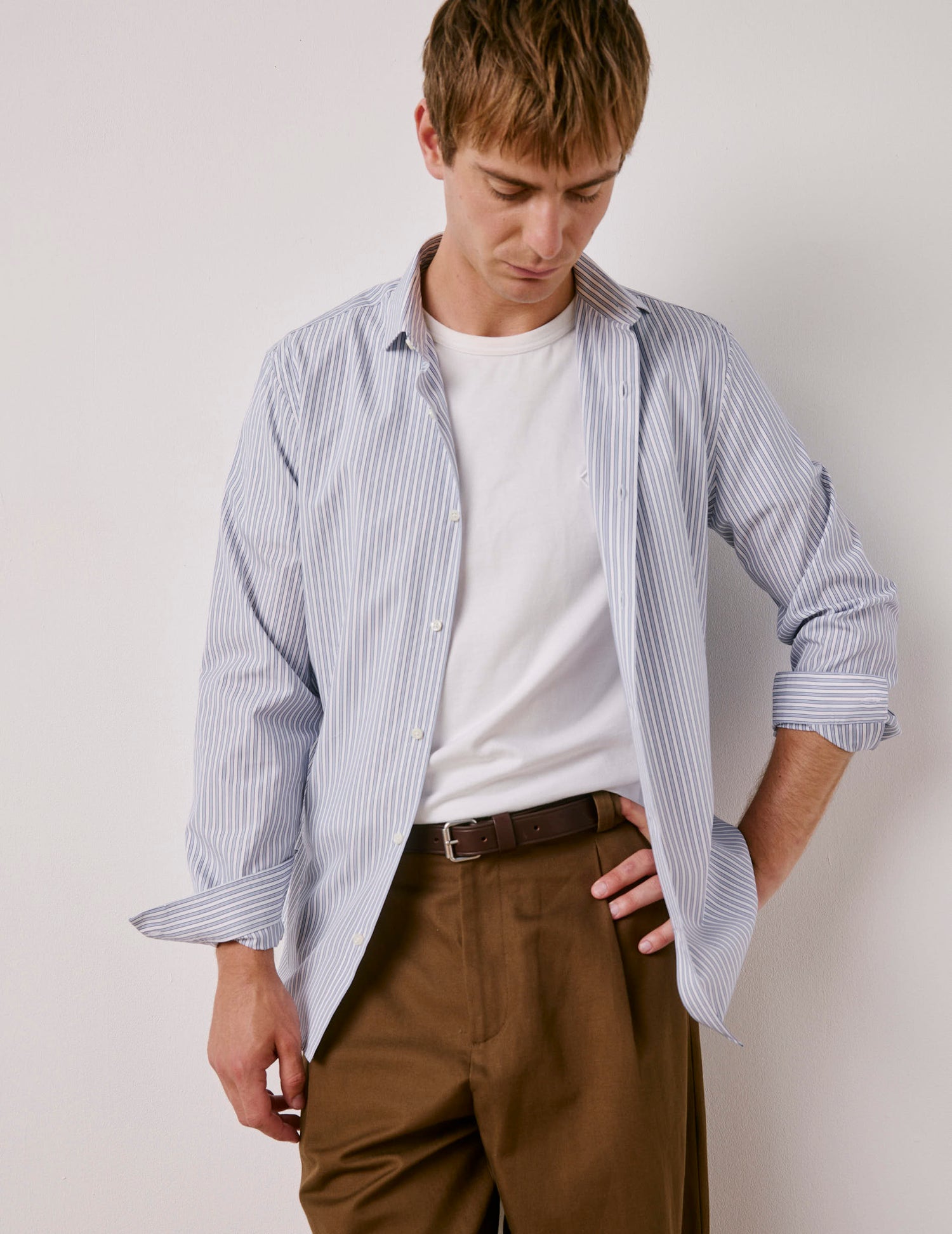 Fitted blue striped shirt - Poplin - END Collar#2