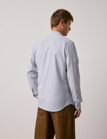 Fitted blue striped shirt
