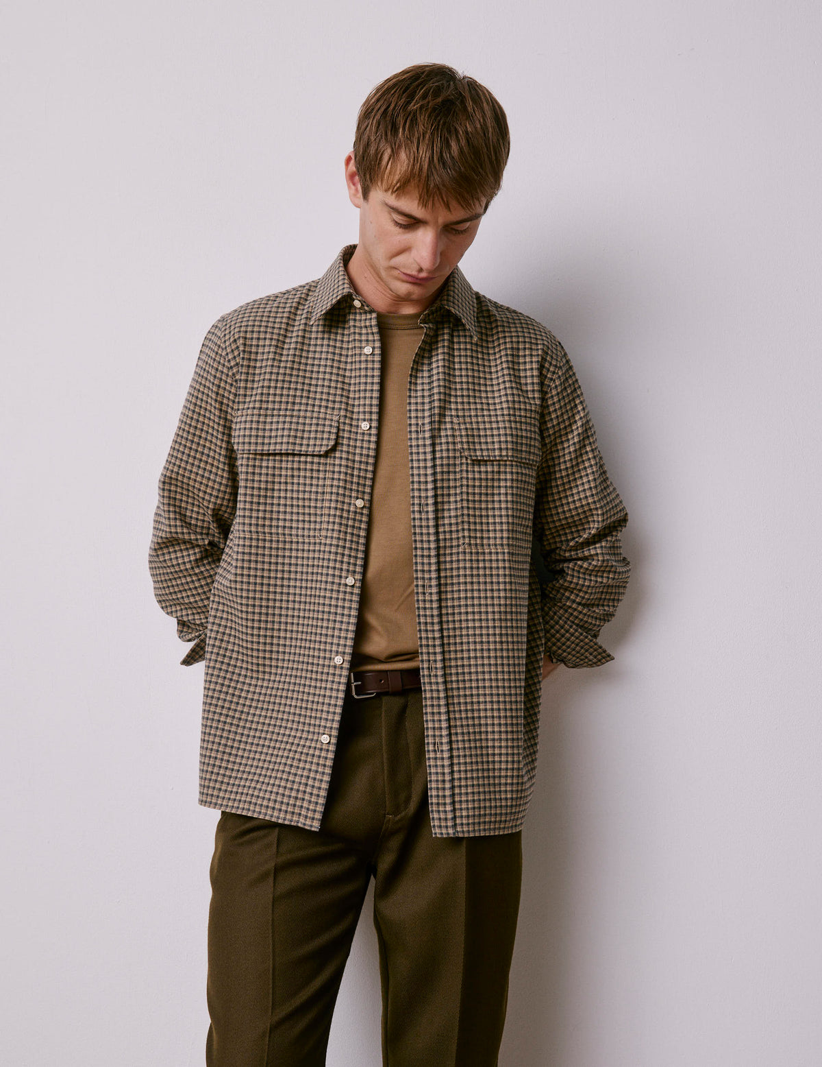 Beige check flannel Florian shirt