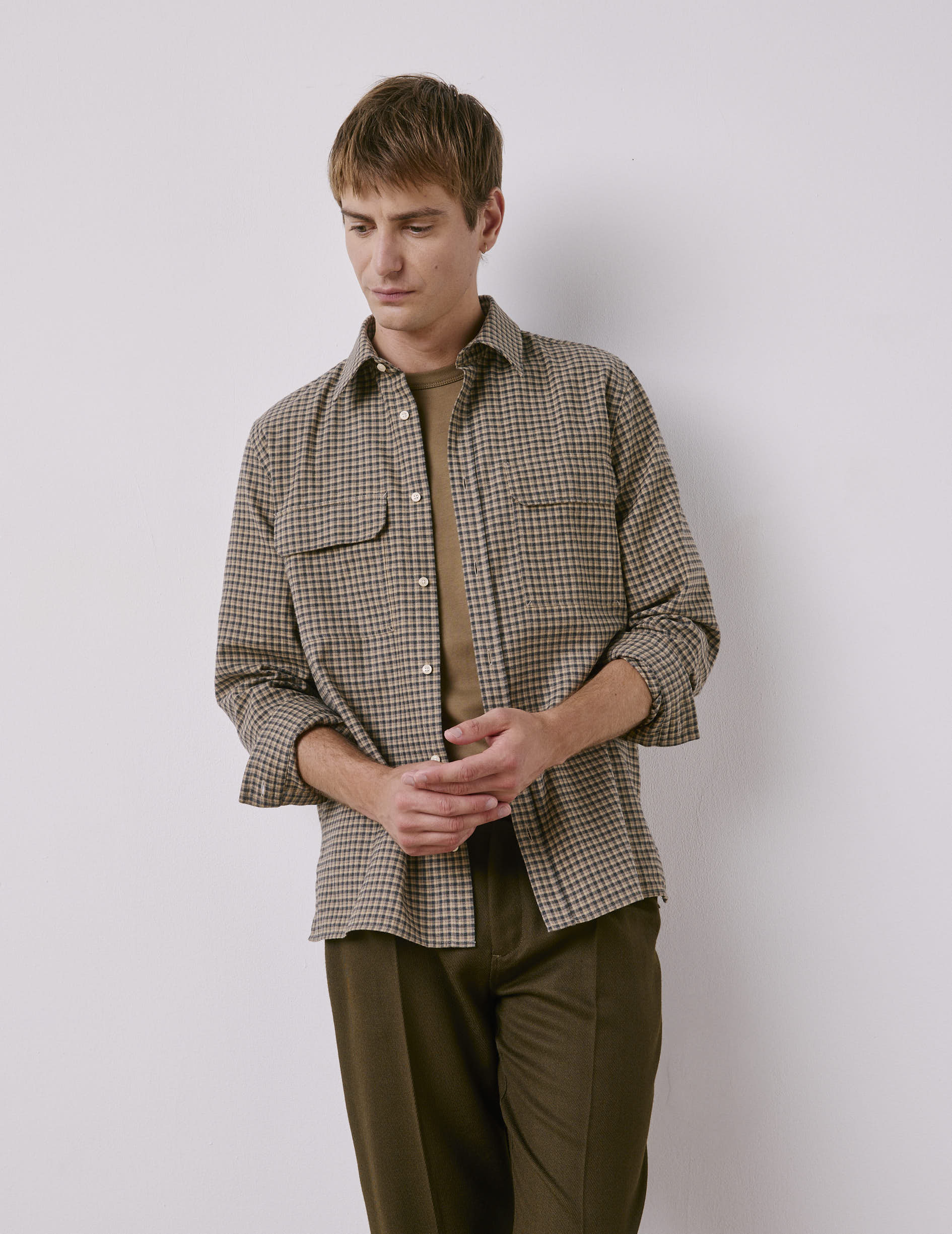 Beige check flannel Florian shirt - Flannel - French Collar