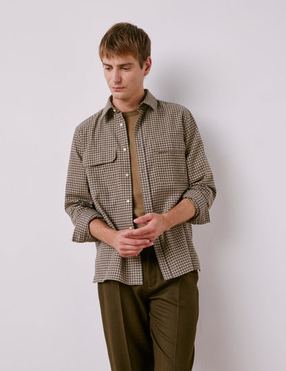 Beige check flannel Florian shirt