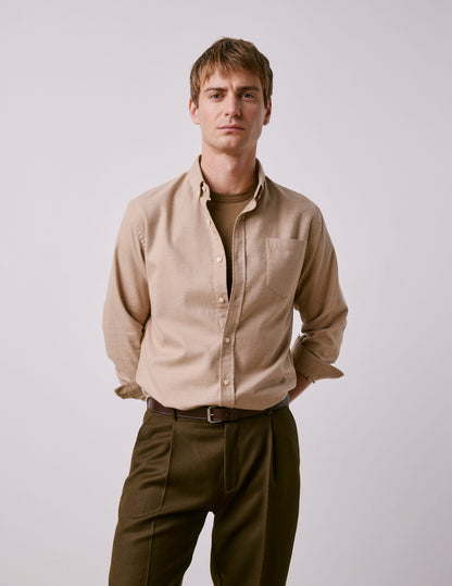 Beige flannel and cashmere Gabriel shirt