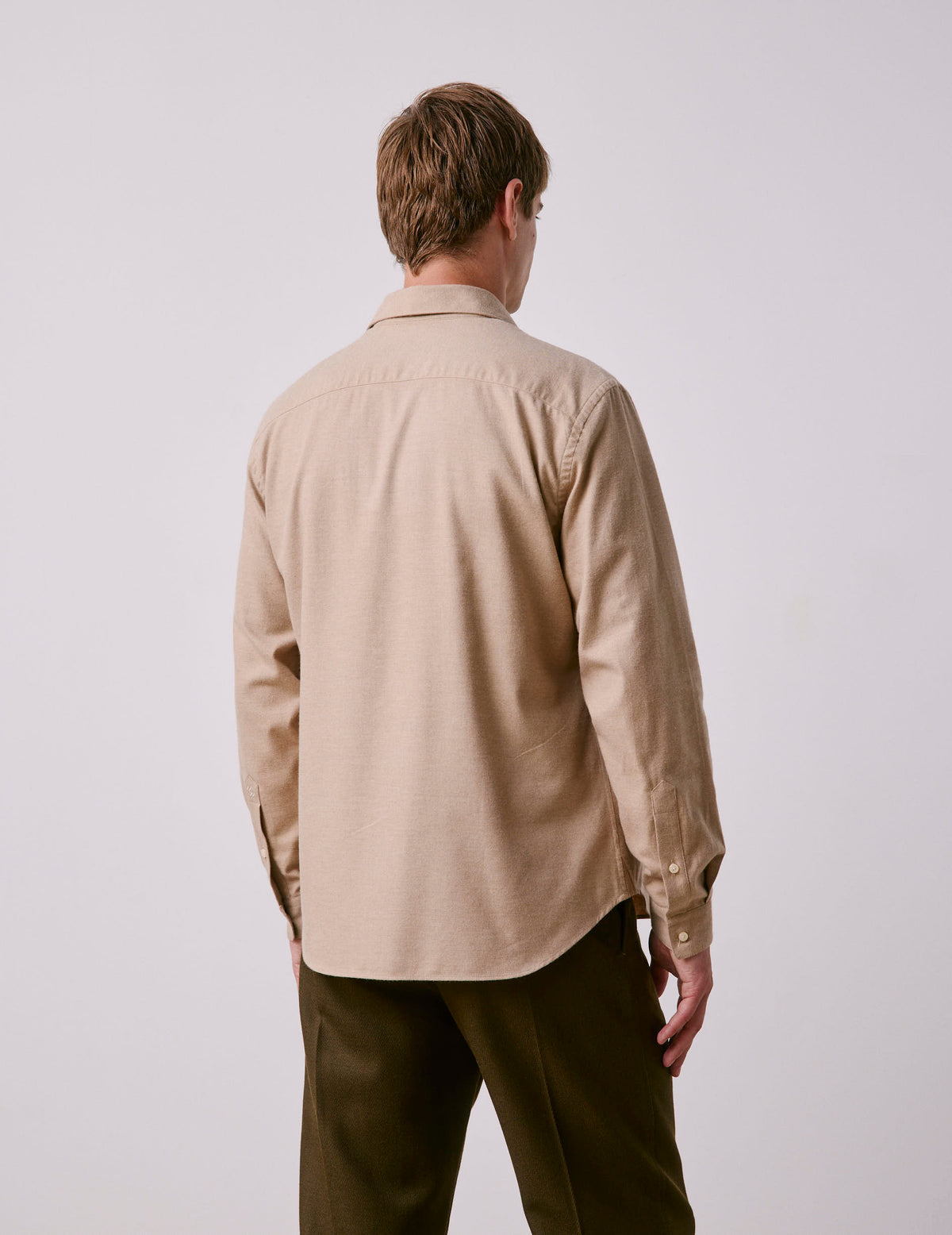 Beige flannel and cashmere Gabriel shirt - Flannel - American Collar