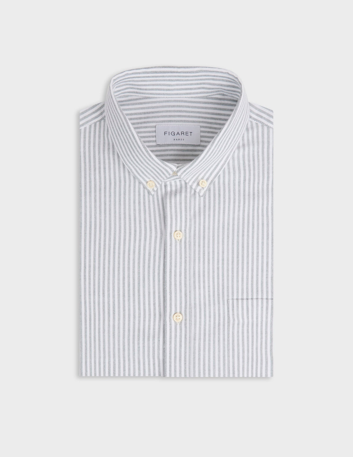 Green striped Gabriel shirt - brushed oxford - American Collar