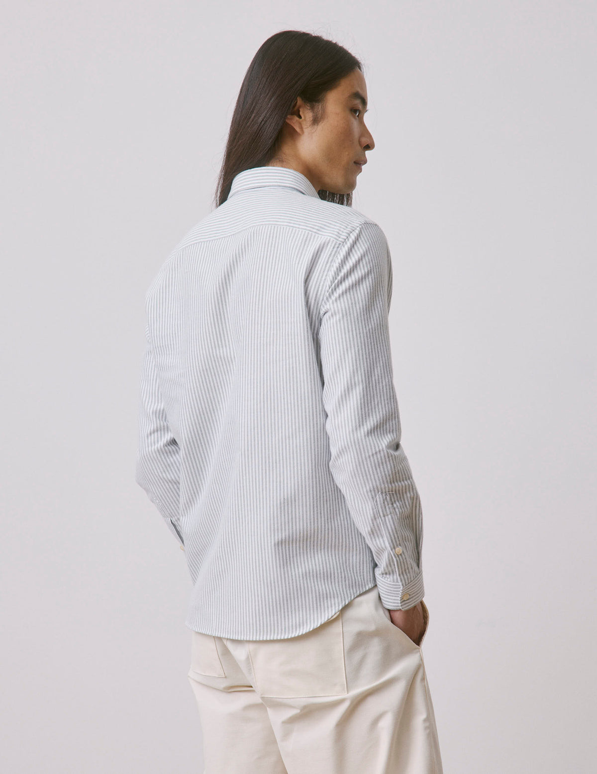 Green striped Gabriel shirt - brushed oxford - American Collar