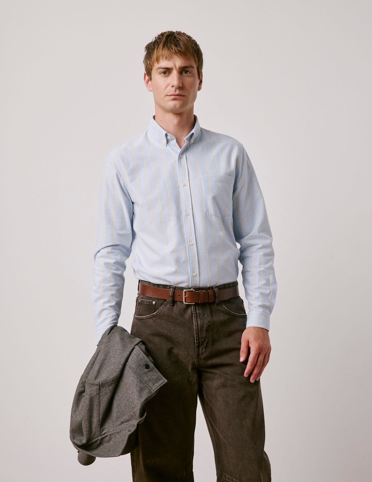 Yellow striped Gabriel shirt - brushed oxford - American Collar#3