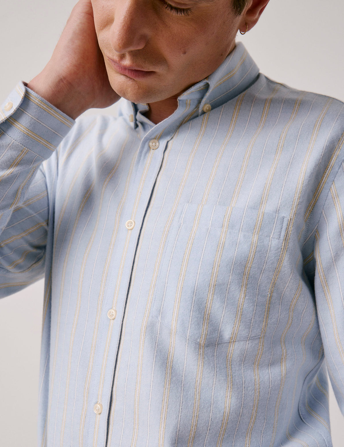 Yellow striped Gabriel shirt - brushed oxford - American Collar#4