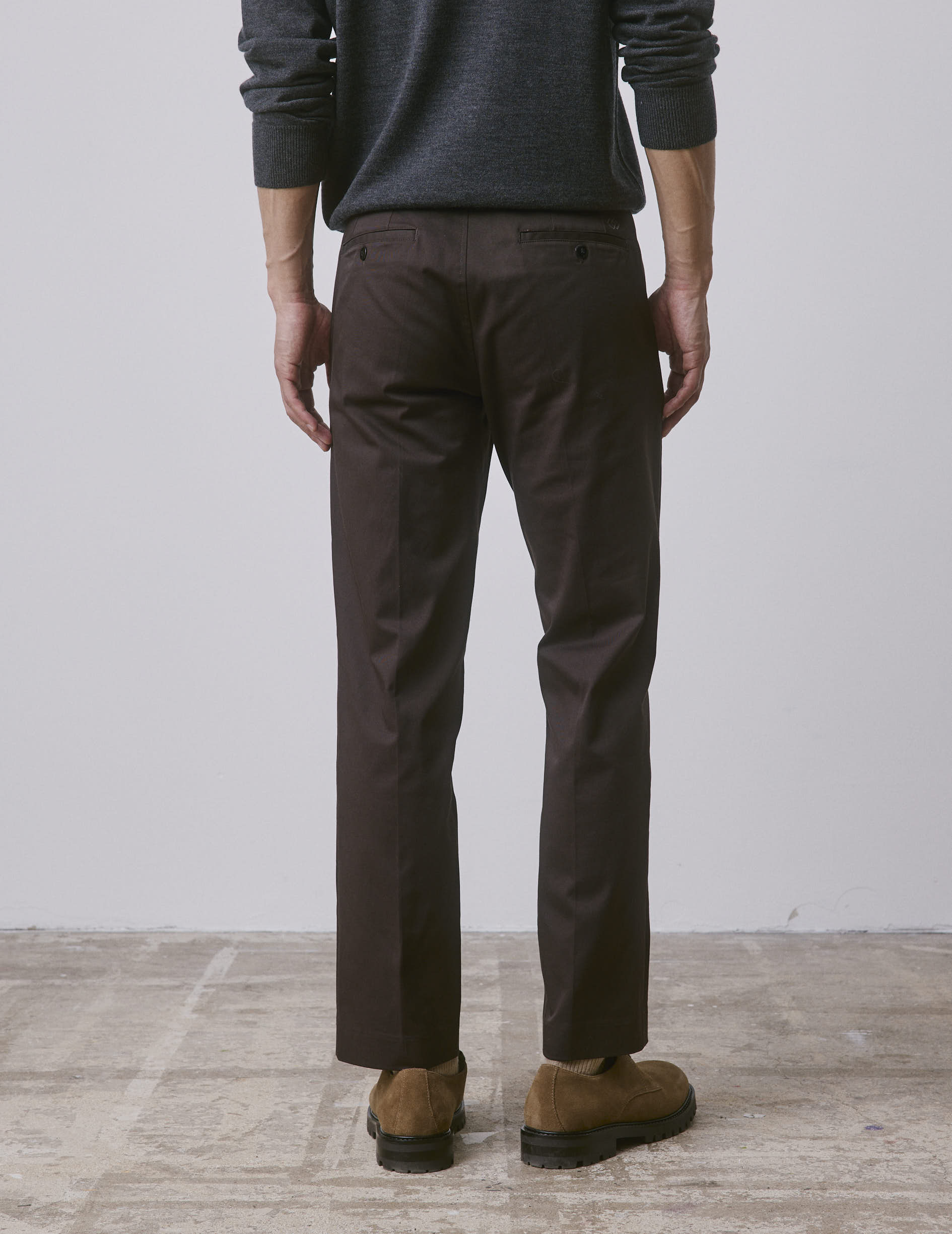 Brown cotton twill Geofrey chinos