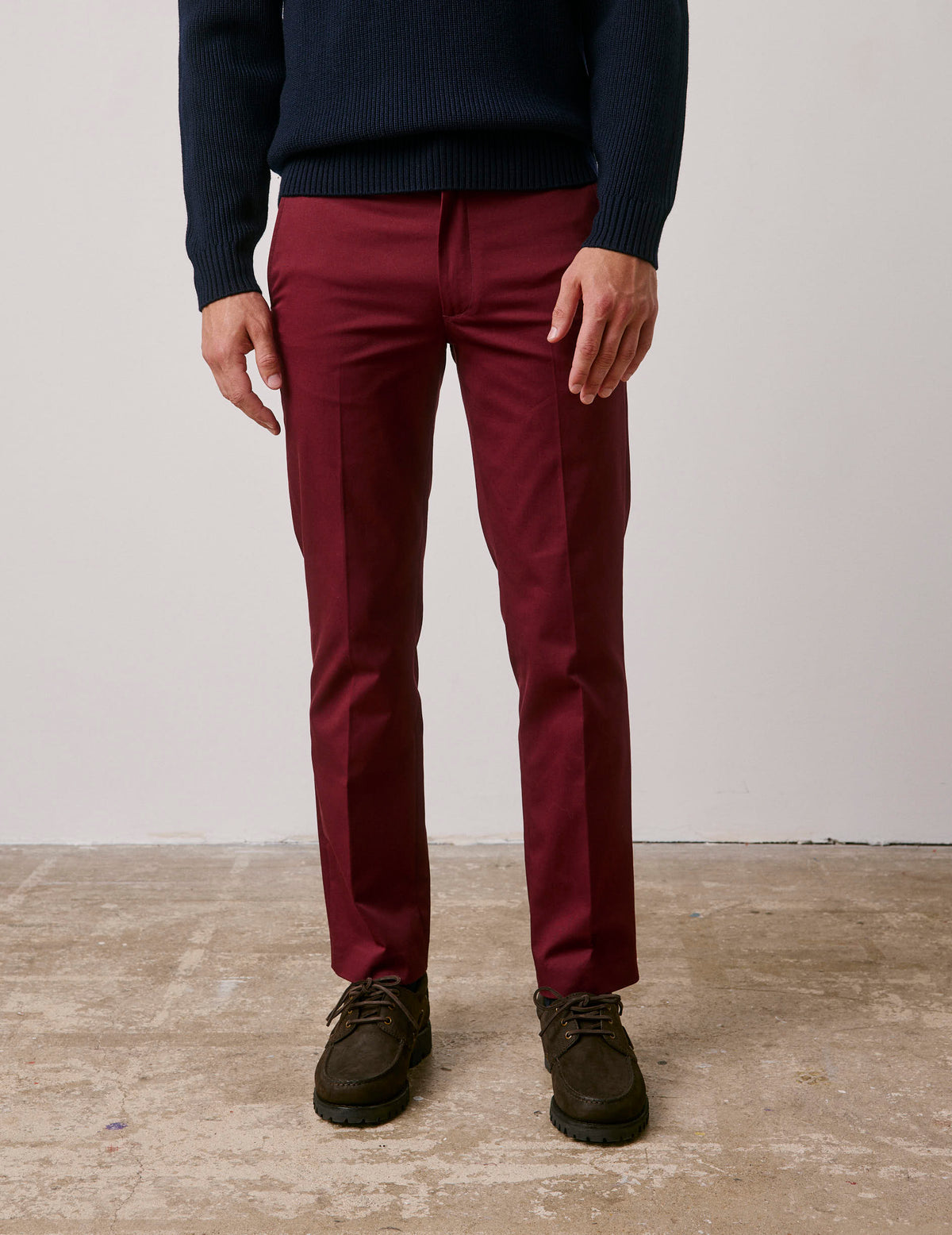 Burgundy cotton twill Geofrey chinos