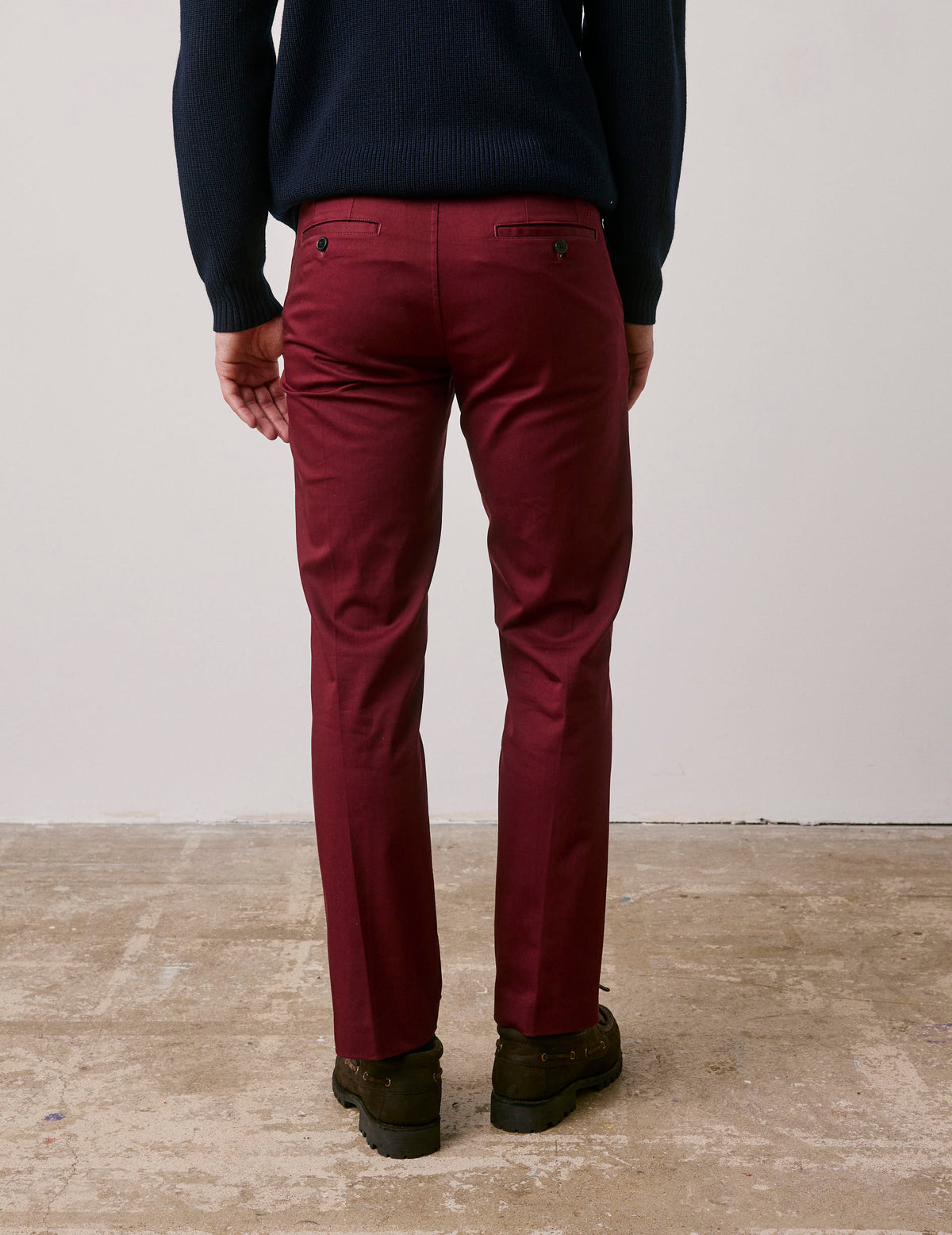Burgundy cotton twill Geofrey chinos