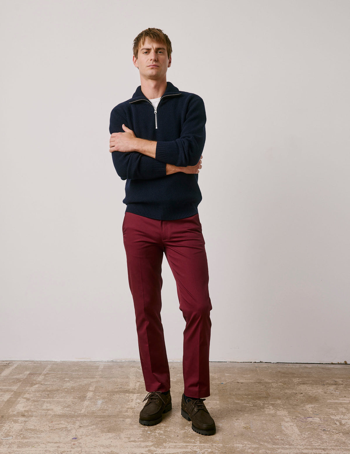 Burgundy cotton twill Geofrey chinos