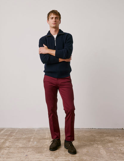 Burgundy cotton twill Geofrey chinos