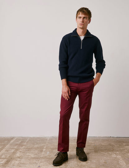 Burgundy cotton twill Geofrey chinos