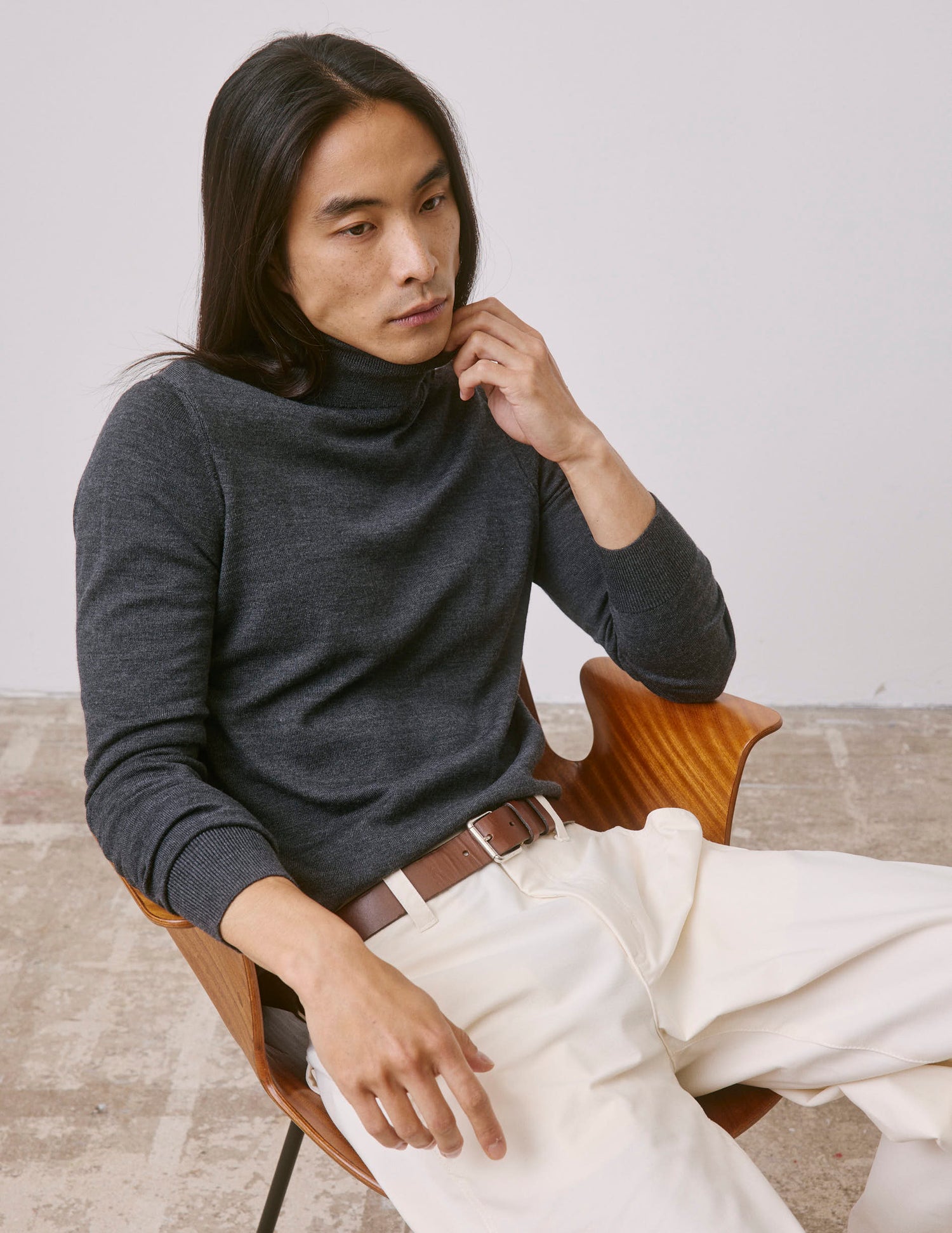 Grey merino wool Giovani sweater
