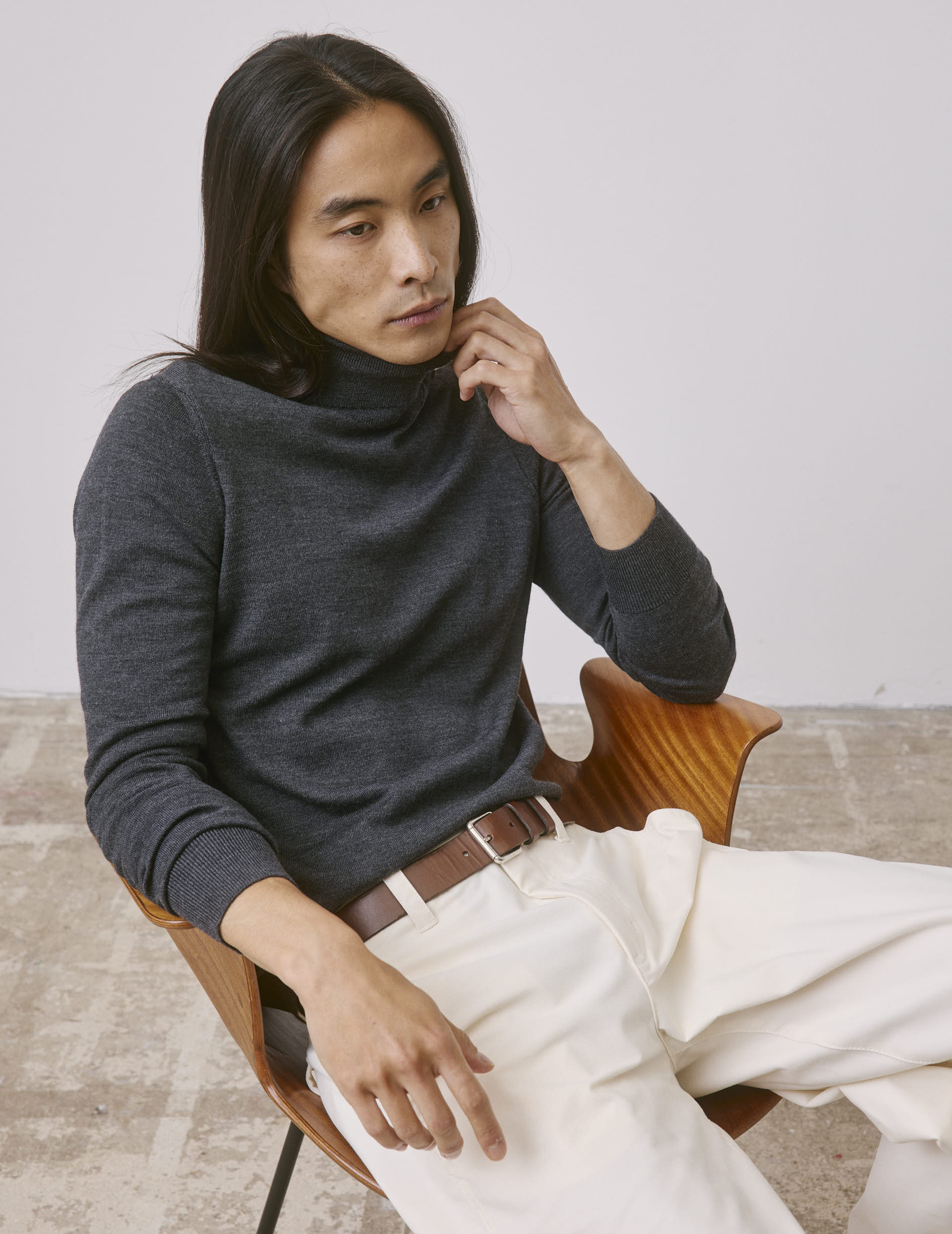 Grey merino wool Giovani sweater