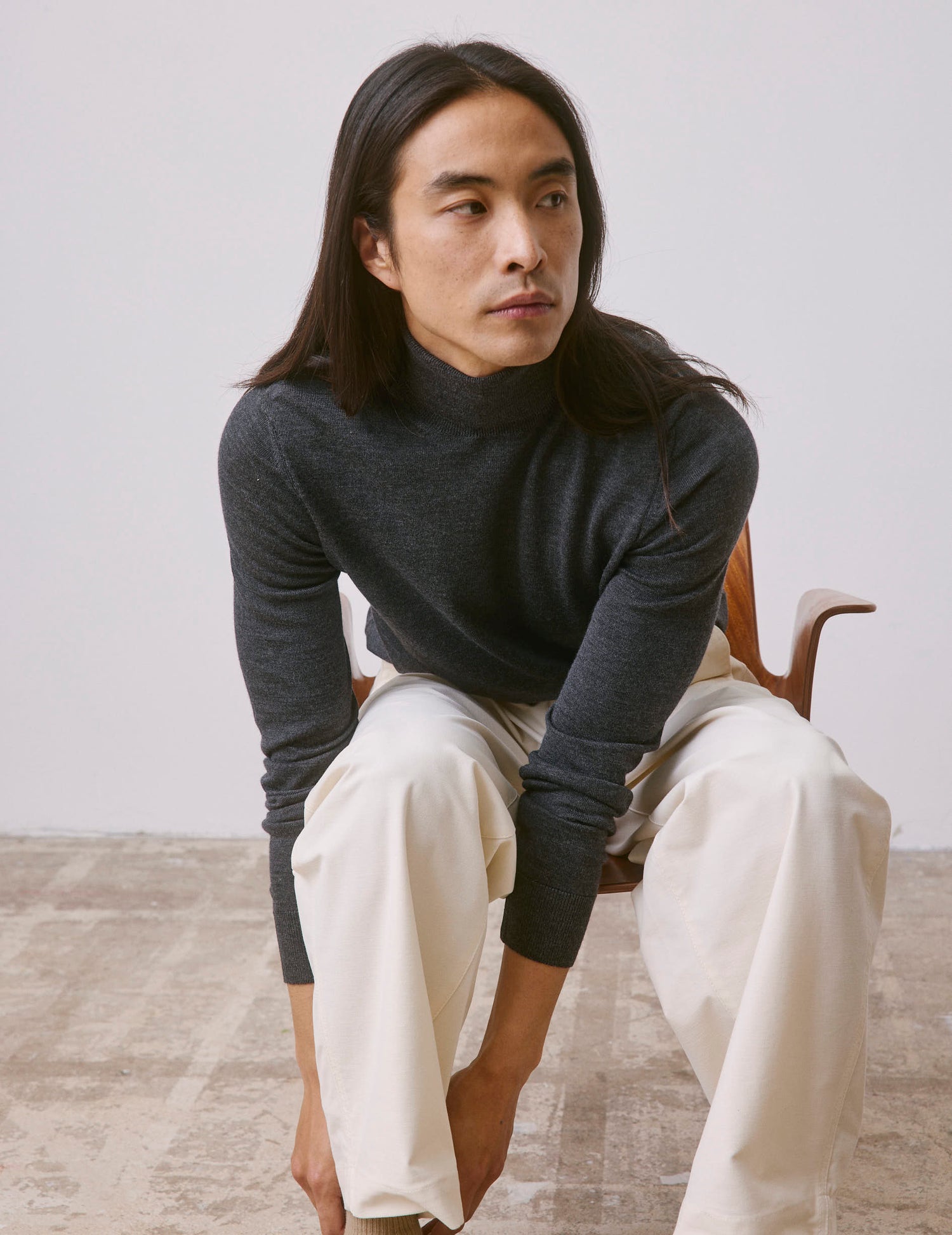 Grey merino wool Giovani sweater