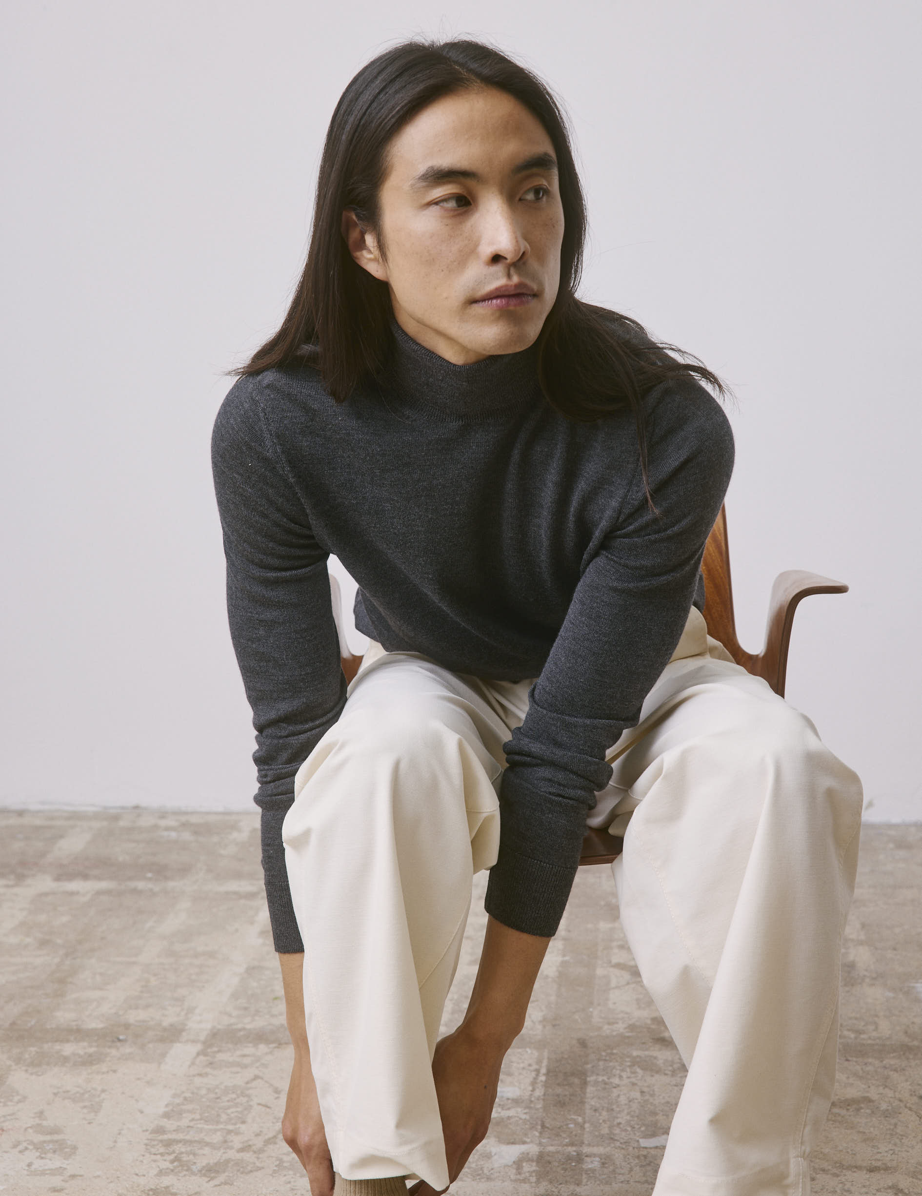 Grey merino wool Giovani sweater