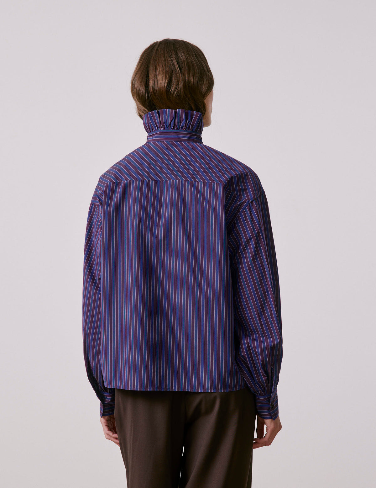 Purple striped Greta shirt - Poplin - Victorian Collar