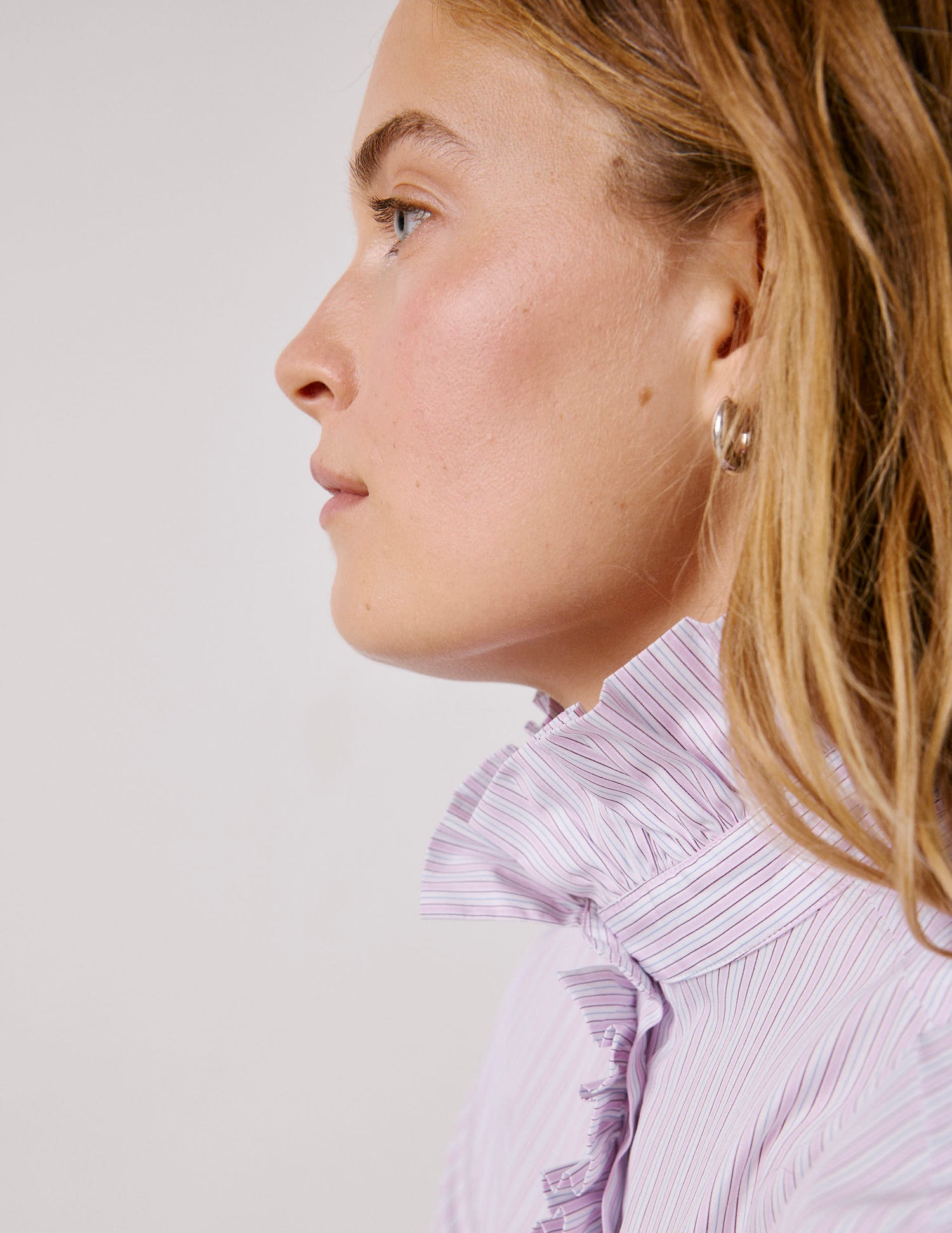 Pink striped Greta shirt - Poplin - Victorian Collar#5
