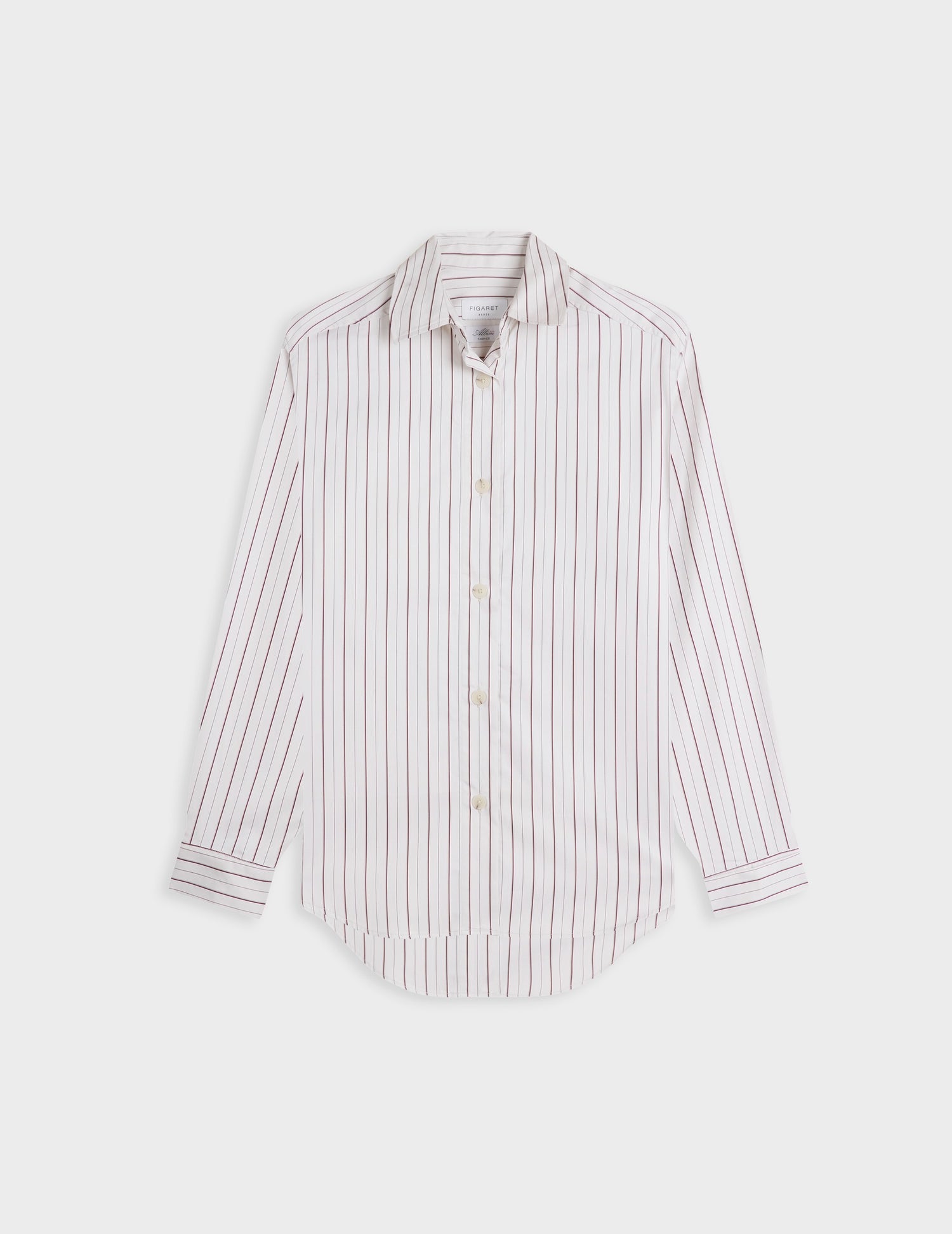 Burgundy striped Hannah shirt - Satin - Shirt Collar - Musketeers Cuffs#4