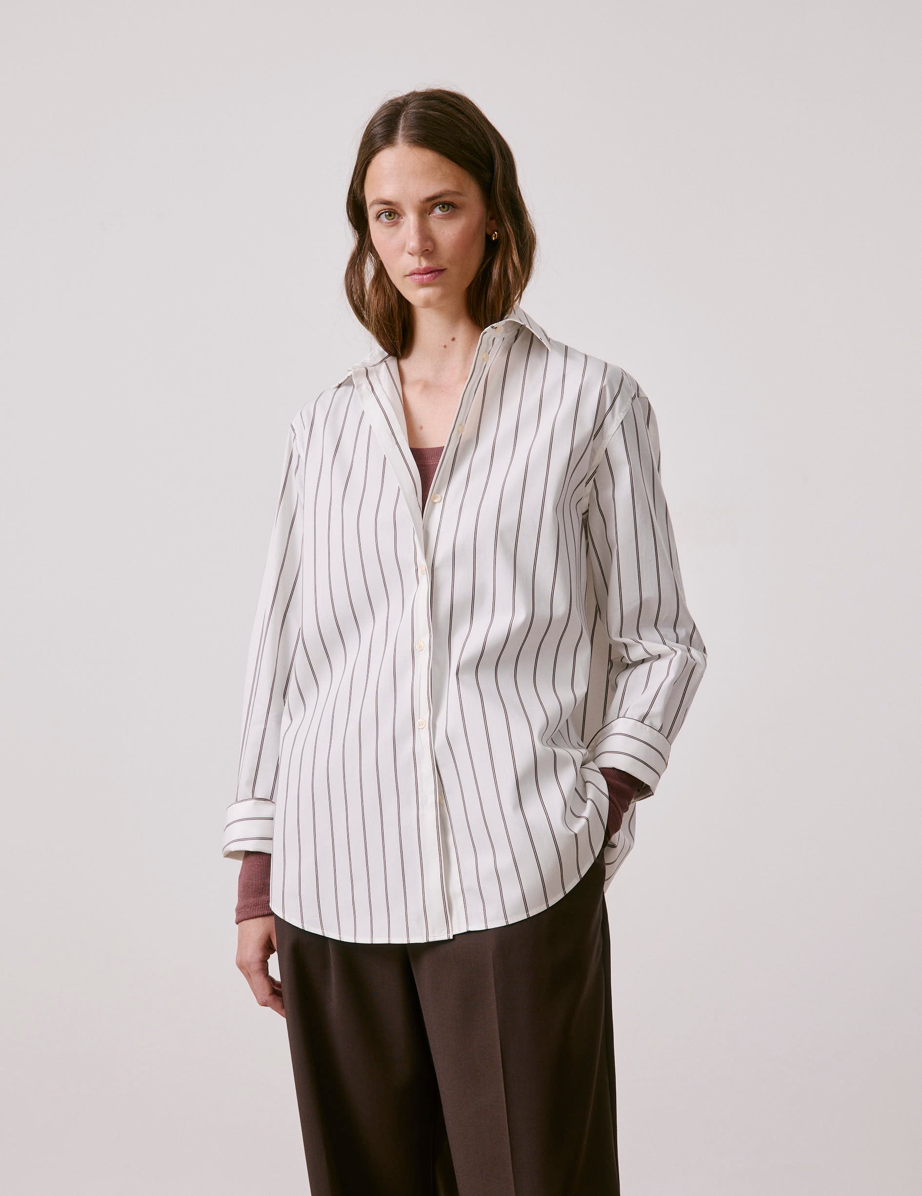Burgundy striped Hannah shirt