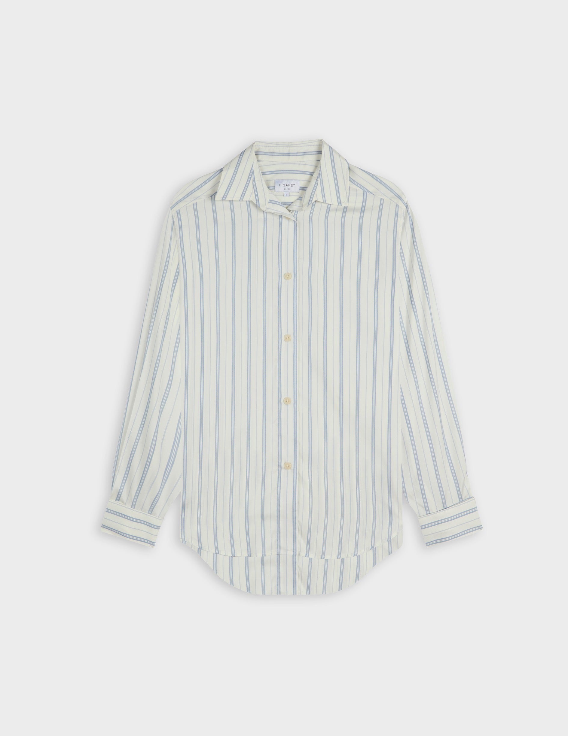Light blue striped Hannah shirt - Silk - Shirt Collar - Musketeers Cuffs