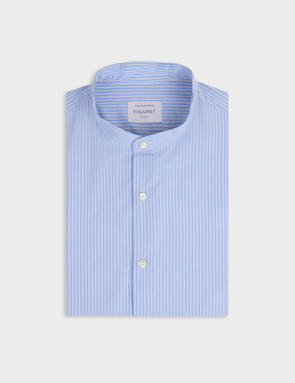 Blue striped Herwin shirt - Poplin - Officer Collar