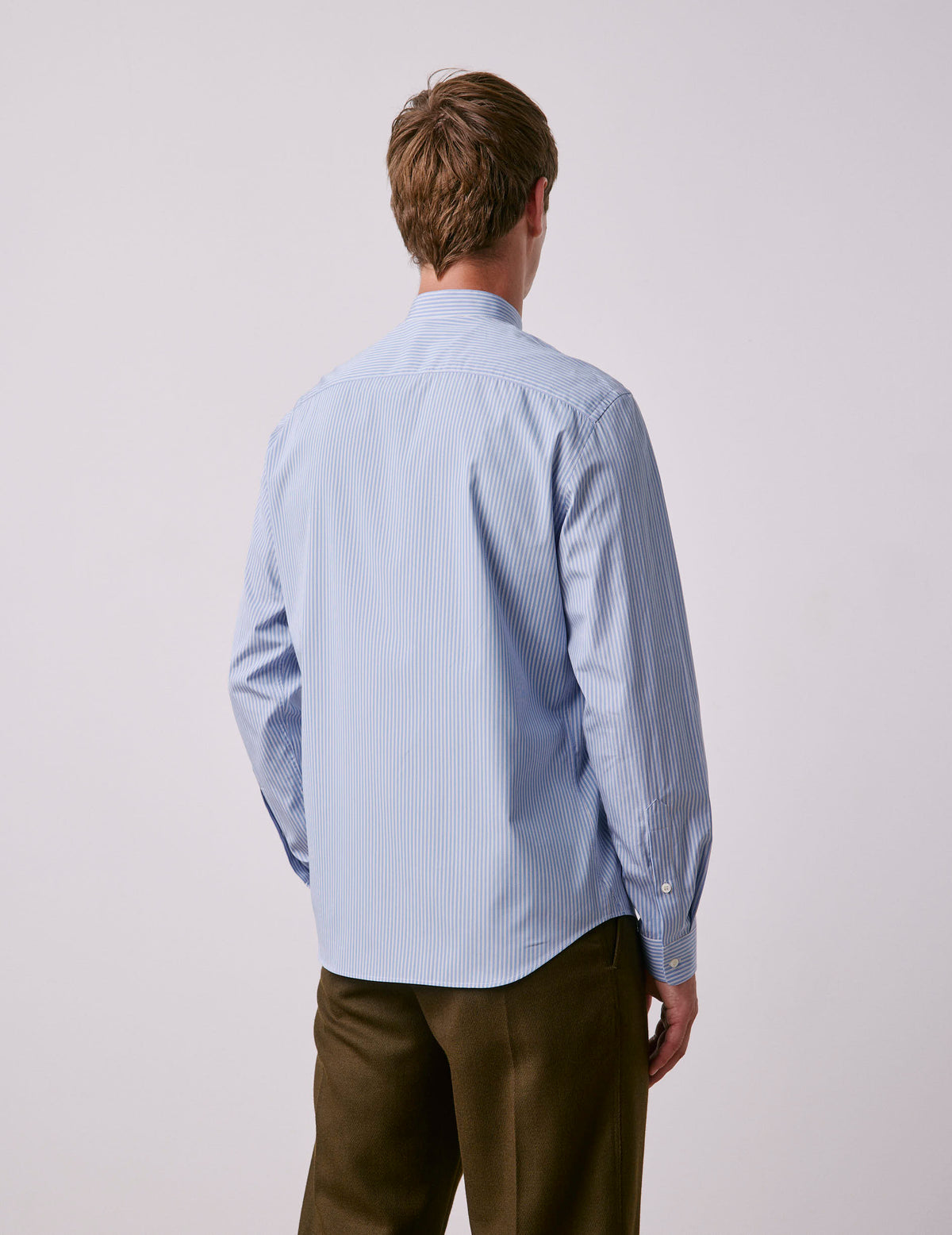 Blue striped Herwin shirt - Poplin - Officer Collar#3