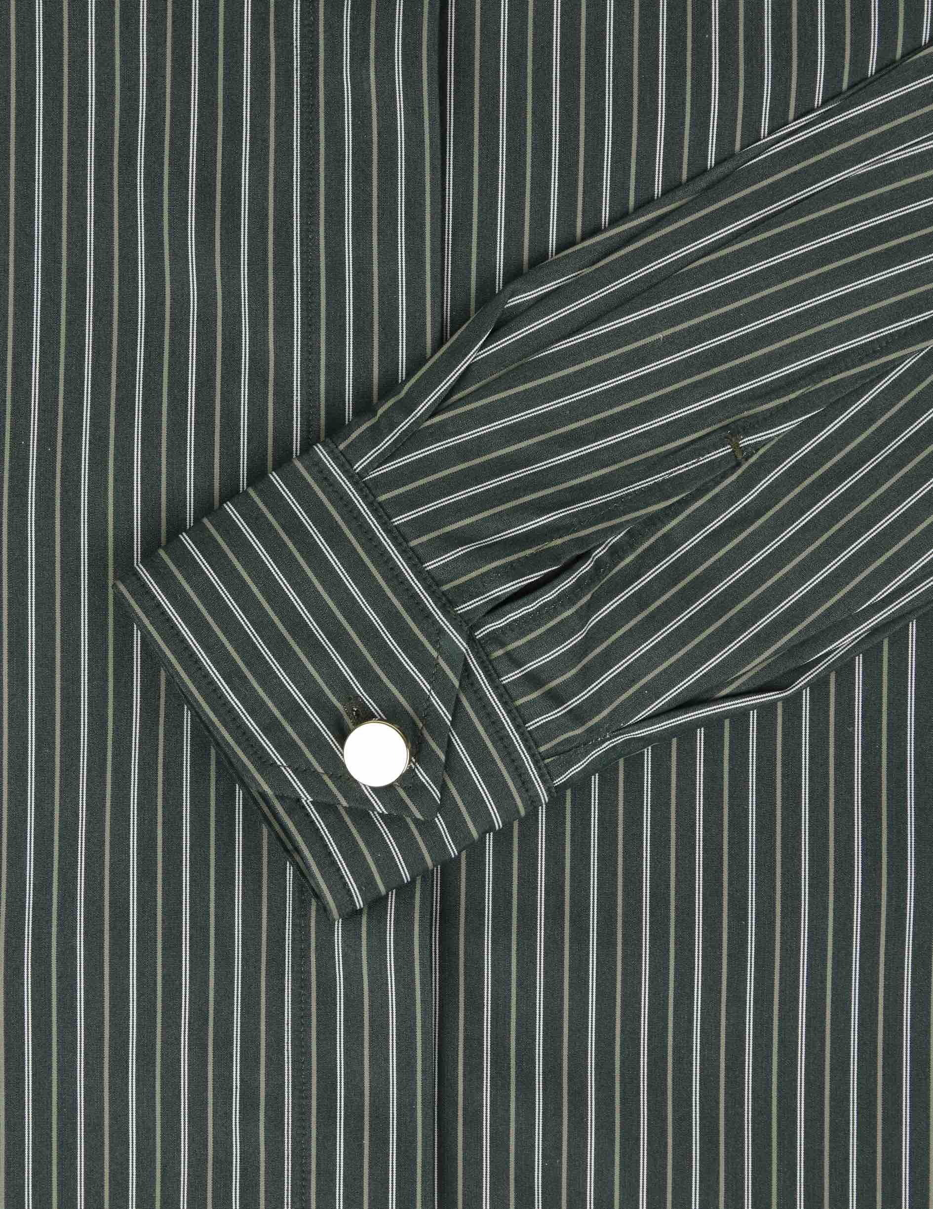 Green striped lyocell Innaée shirt - Poplin - Right amount tip Collar