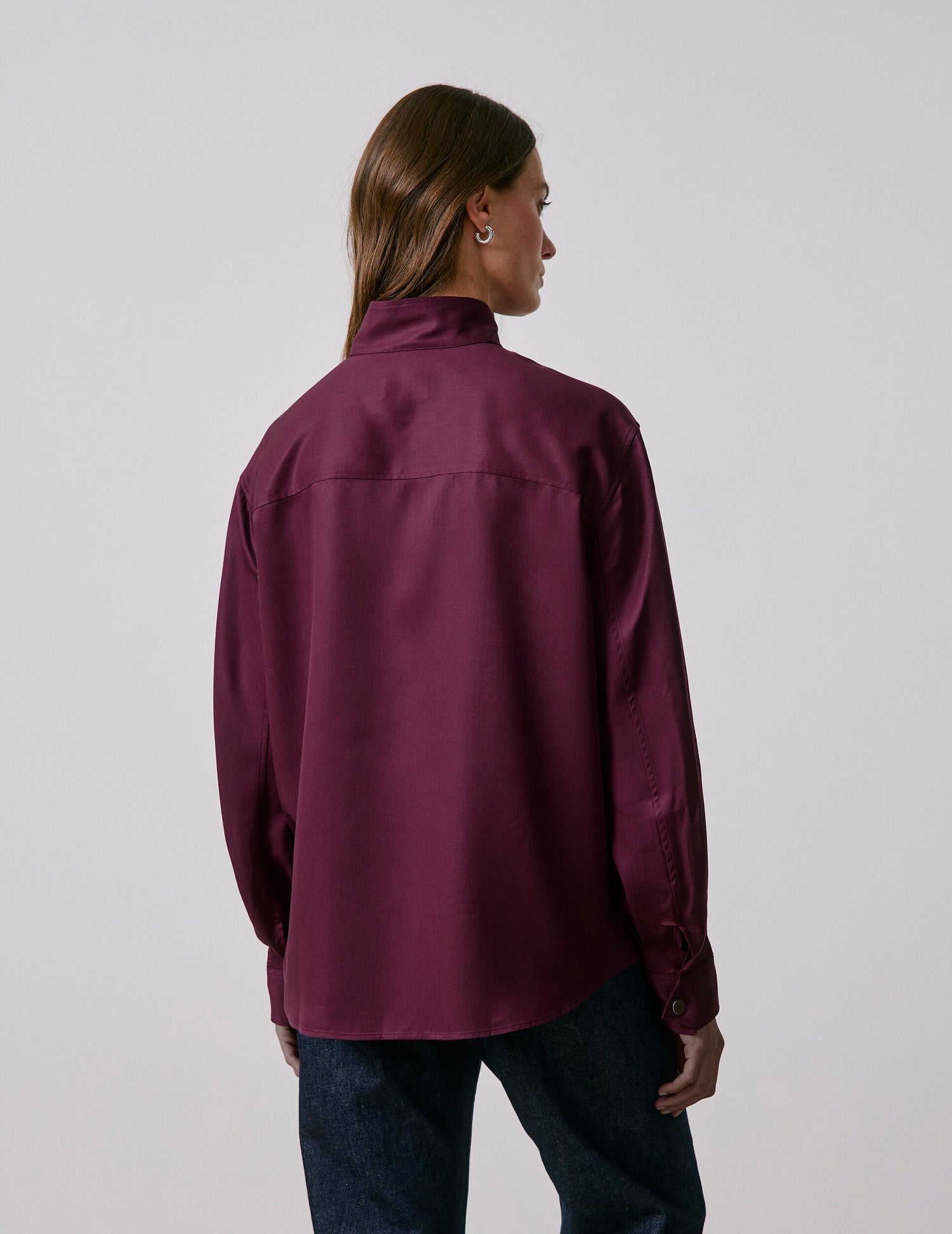 Burgundy lyocell Innaée shirt - Lyocell - Right amount tip Collar#2